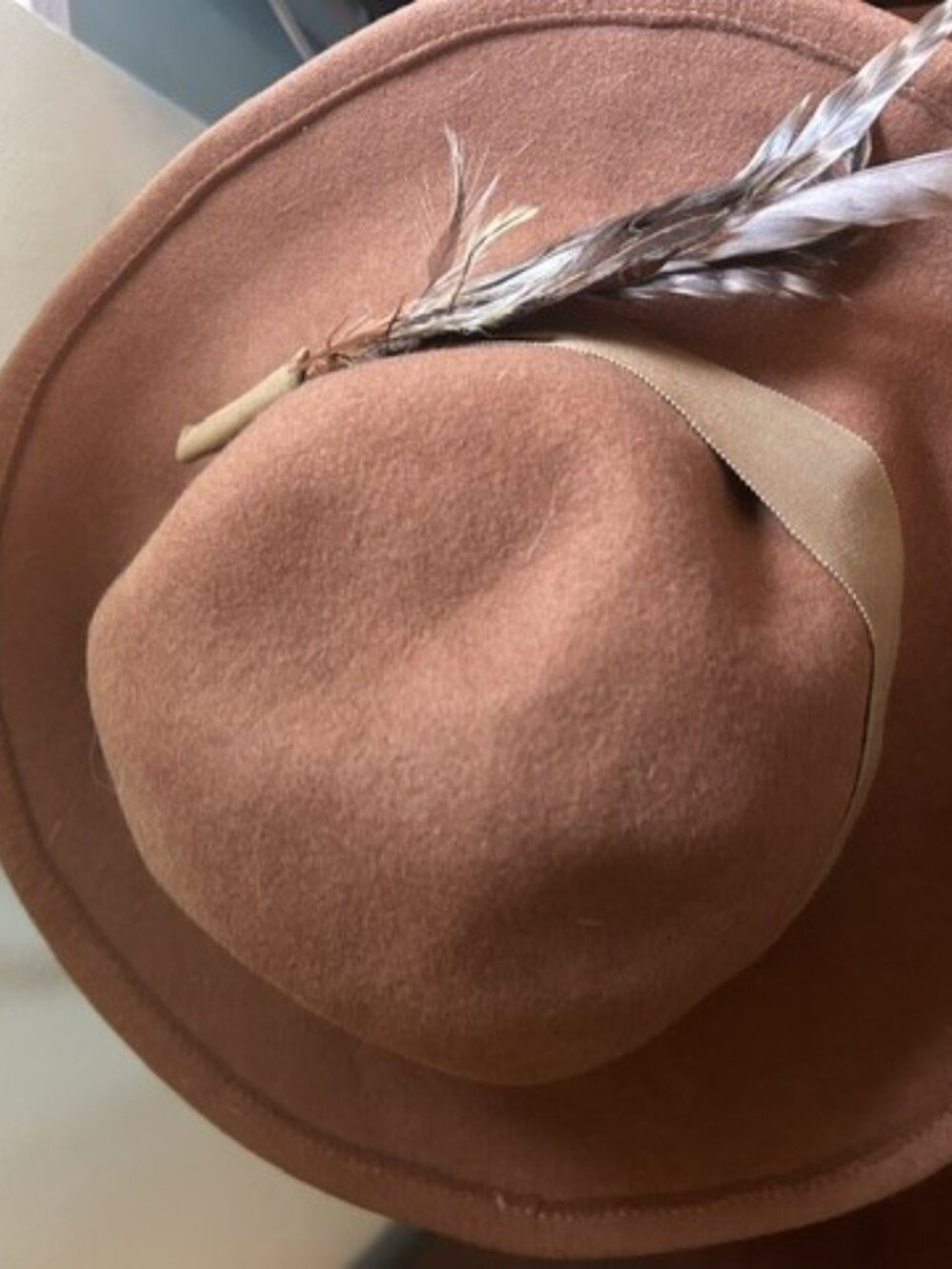 United Hatters, Cap and Millinery brown wool hat with feathers - Picture 2 of 7